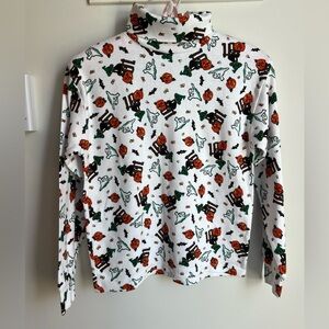 Vintage Halloween Turtleneck Lydia Jane Medium 10-12 Made in USA Pumpkin Cats